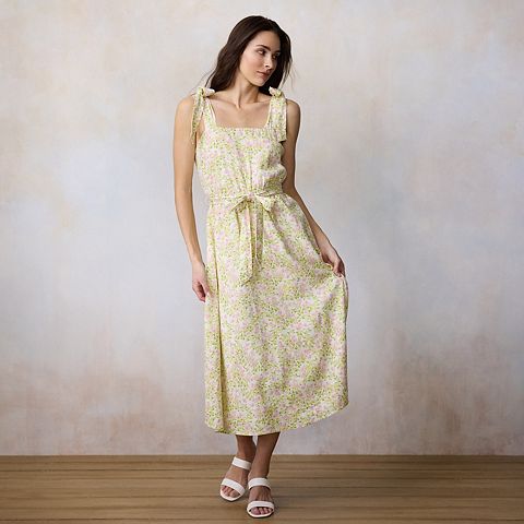 Женские платья LC Lauren Conrad Petite LC Lauren Conrad Fit & Flare Midi Dress with Tie Straps