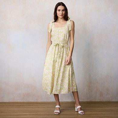 Petite LC Lauren Conrad Fit & Flare Midi Dress with Tie Straps
