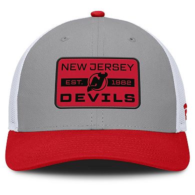 Men's Fanatics Gray/Red New Jersey Devils Fundamental Adapt Trucker Adjustable Hat