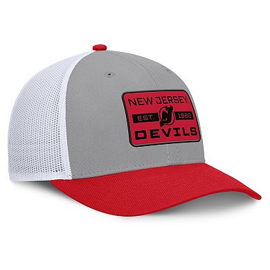 Men's Fanatics Gray/Red New Jersey Devils Fundamental Adapt Trucker Adjustable Hat