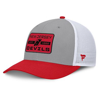 Men's Fanatics Gray/Red New Jersey Devils Fundamental Adapt Trucker Adjustable Hat