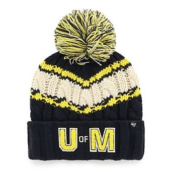 Women's '47 Navy Michigan Wolverines Emma Cuffed Knit Hat with Pom