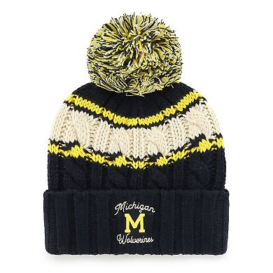 Women's '47 Navy Michigan Wolverines Emma Cuffed Knit Hat with Pom