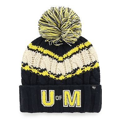 Women's '47 Navy Michigan Wolverines Emma Cuffed Knit Hat with Pom