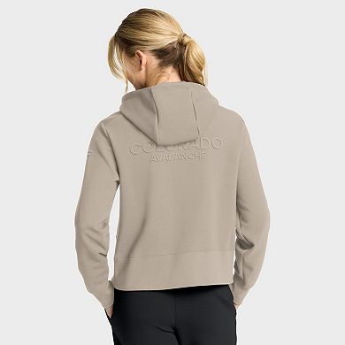 Women's Fanatics Tan Colorado Avalanche Authentic Pro Road Tri-Blend Quarter-Zip Hoodie