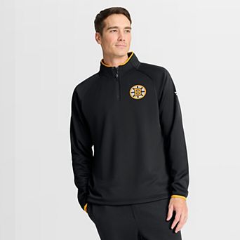 Men's Fanatics Black Boston Bruins Authentic Pro Rink Raglan Quarter-Zip Pullover