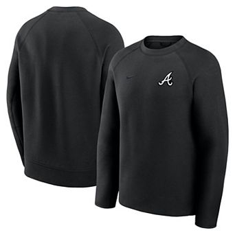 Men's Nike Black Atlanta Braves Tech Fleece Raglan Sweatshirt