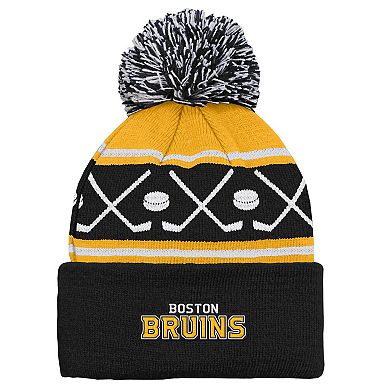 Infant Black Boston Bruins Face-Off Cuffed Knit Hat with Pom
