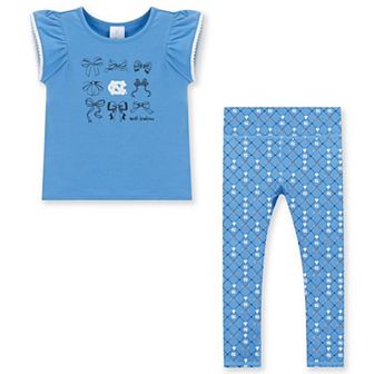 Girls Toddler ZooZatz Carolina Blue North Carolina Tar Heels Tri-Blend Bow Legging and Shirt Set