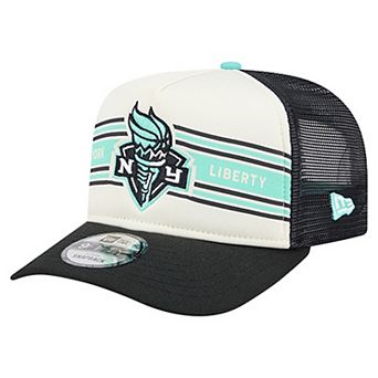 Unisex New Era White/Black New York Liberty Banner Foam Front 9FIFTY A-Frame Adjustable Trucker Hat