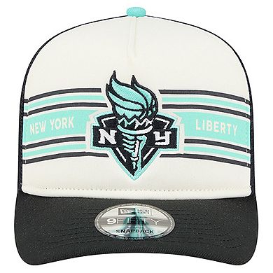 Unisex New Era White/Black New York Liberty Banner Foam Front 9FIFTY A-Frame Adjustable Trucker Hat