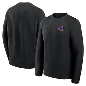 Men's Nike Black Chicago Cubs Tech Fleece Raglan Sweatshirt