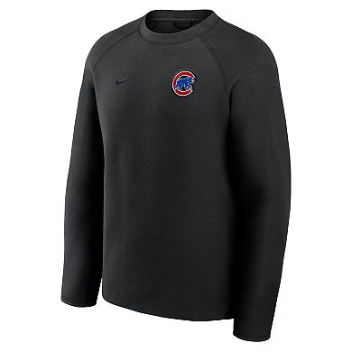 Men's Nike Black Chicago Cubs Tech Fleece Raglan Sweatshirt