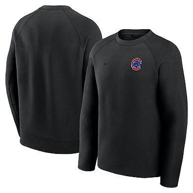 Men's Nike Black Chicago Cubs Tech Fleece Raglan Sweatshirt