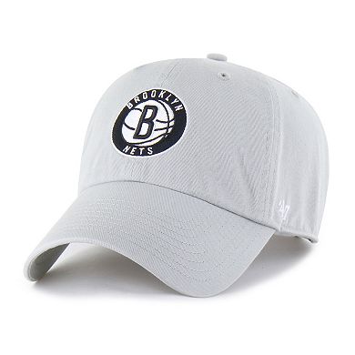 Men's '47 Gray Brooklyn Nets Core Logo Clean Up Adjustable Hat