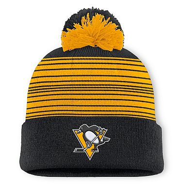 Men's Fanatics Black Pittsburgh Penguins Fundamental Spirit Cuffed Pom Knit Hat