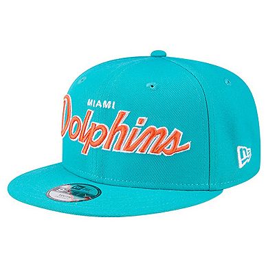 Youth New Era Aqua Miami Dolphins Main Script 9FIFTY Snapback Hat