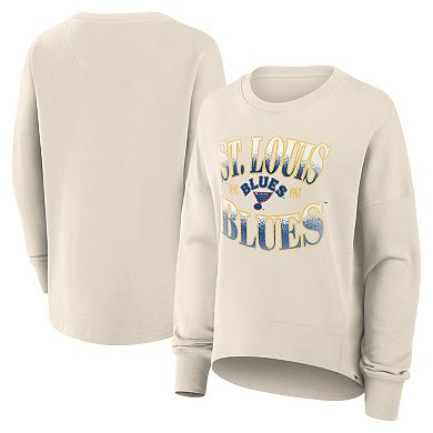 Women's Fanatics Cream St. Louis Blues Oversized Vintage Slice Pullover Sweatshirt