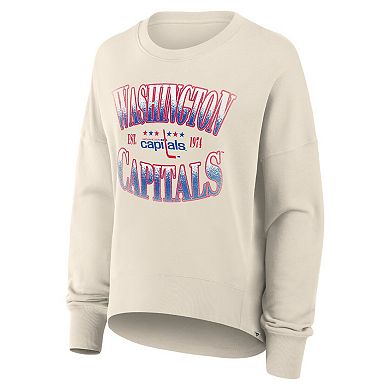 Women's Fanatics Cream Washington Capitals Oversized Vintage Slice Pullover Sweatshirt