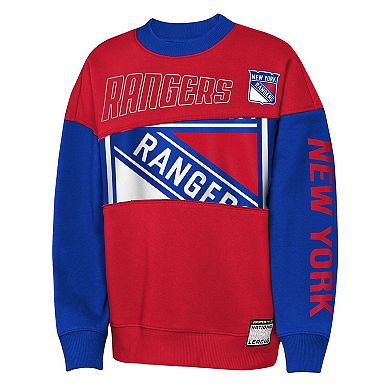 Youth Outerstuff Red/Blue New York Rangers Impact Player Sweatshirt