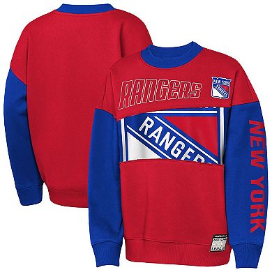 Youth Outerstuff Red/Blue New York Rangers Impact Player Sweatshirt