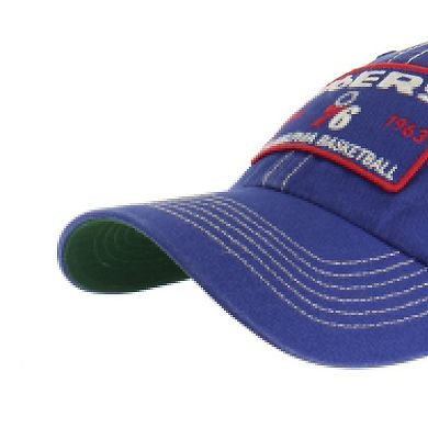 Men's '47 Royal/Tan Philadelphia 76ers Wabash Patch Clean Up Adjustable Hat