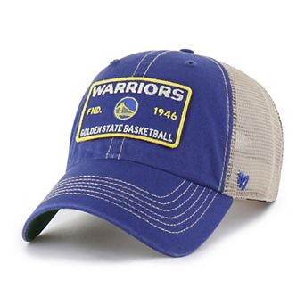 Men's '47 Royal/Tan Golden State Warriors Wabash Patch Clean Up Adjustable Hat