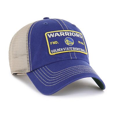 Men's '47 Royal/Tan Golden State Warriors Wabash Patch Clean Up Adjustable Hat