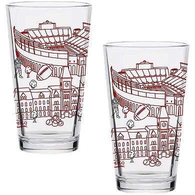 Ohio State Buckeyes Two-Pack 16oz. Campus Line Art Pint Glass Set