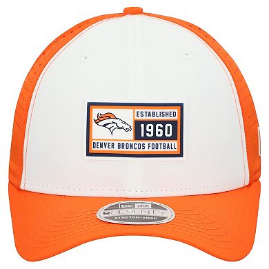 Men's New Era White/Orange Denver Broncos Established Patch 9SEVENTY Adjustable Hat