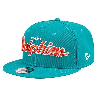 Youth New Era Aqua Miami Dolphins Main Script 9FIFTY Snapback Hat