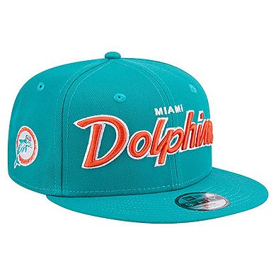 Youth New Era Aqua Miami Dolphins Main Script 9FIFTY Snapback Hat