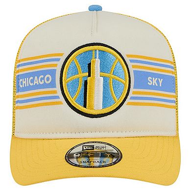 Unisex New Era White/Yellow Chicago Sky Banner Foam Front 9FIFTY A-Frame Adjustable Trucker Hat