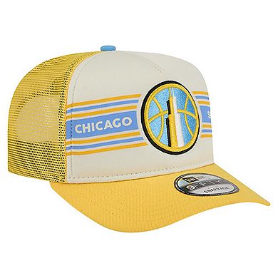 Unisex New Era White/Yellow Chicago Sky Banner Foam Front 9FIFTY A-Frame Adjustable Trucker Hat