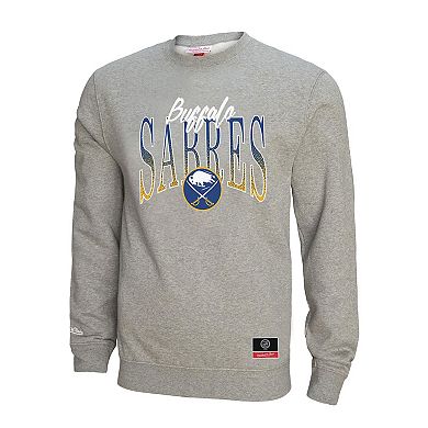 Women's Mitchell & Ness Heather Gray Buffalo Sabres Hockey Night Sweatshirt