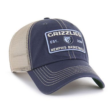 Men's '47 Navy/Tan Memphis Grizzlies Wabash Patch Clean Up Adjustable Hat