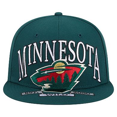 Men's New Era Green Minnesota Wild Oversized Vintage Arch 59Fifty Fitted Hat