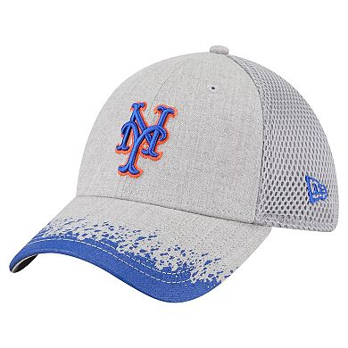 Men's New Era Gray New York Mets Visor Paint Splatter 39THIRTY Flex Hat