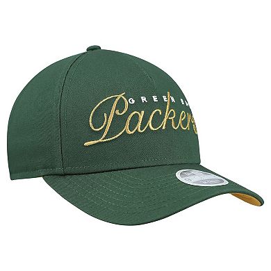 Women's New Era Green Green Bay Packers Metallic 9FORTY M-Crown A-Frame Adjustable Hat