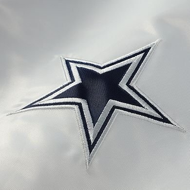 Women's Mitchell & Ness White Dallas Cowboys Plus Size Full-Snap Satin Jacket