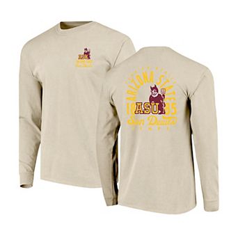 Men's Natural Arizona State Sun Devils Comfort Colors Mascot Overlay Long Sleeve T-Shirt