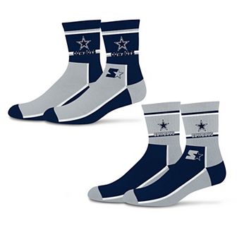Unisex Starter Navy/Silver Dallas Cowboys Double Color Block 2-Pack Mid-Crew Socks