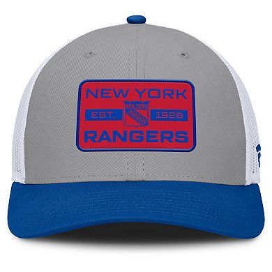 Men's Fanatics Gray/Blue New York Rangers Fundamental Adapt Trucker Adjustable Hat