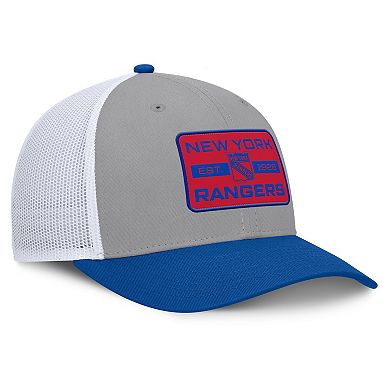 Men's Fanatics Gray/Blue New York Rangers Fundamental Adapt Trucker Adjustable Hat