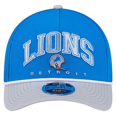 Men's New Era Blue Detroit Lions Throwback Arch COOLERA 9FORTY A-Frame M-Crown Adjustable Hat