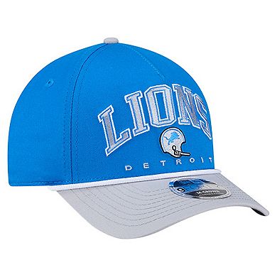 Men's New Era Blue Detroit Lions Throwback Arch COOLERA 9FORTY A-Frame M-Crown Adjustable Hat