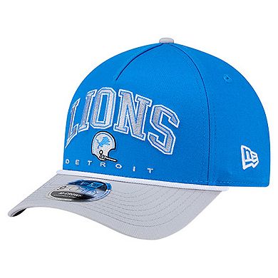 Men's New Era Blue Detroit Lions Throwback Arch COOLERA 9FORTY A-Frame M-Crown Adjustable Hat