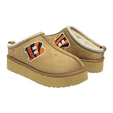 Women's Cuce Tan Cincinnati Bengals Chestnut Slip On Boots with Crystal Logo