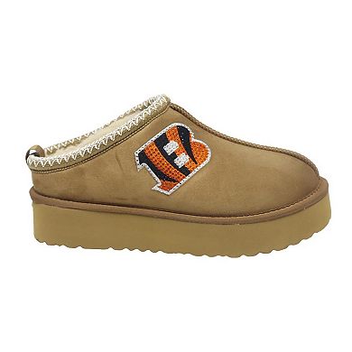 Women's Cuce Tan Cincinnati Bengals Chestnut Slip On Boots with Crystal Logo