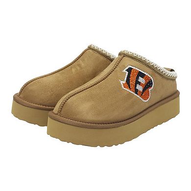 Women's Cuce Tan Cincinnati Bengals Chestnut Slip On Boots with Crystal Logo